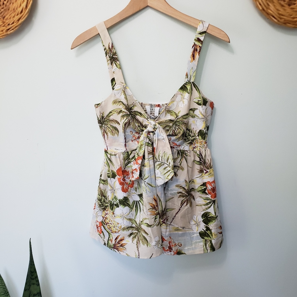 Zara Tropical Print V-Neck Top. Size M. NWOT - Picture 4 of 6